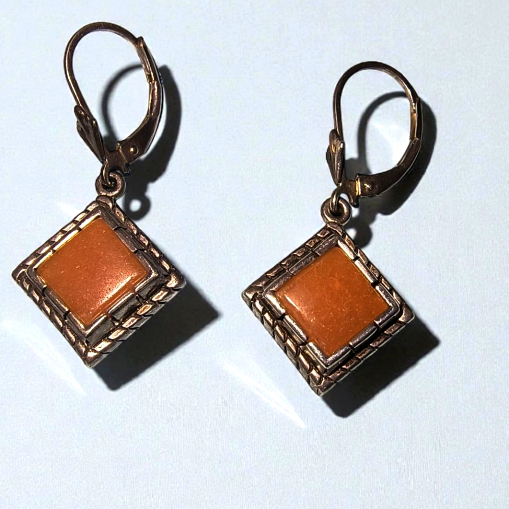 Carol Felley Vintage Designer Carnelian And Sterling Silver Dangle Earrings